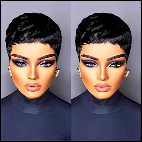 Short Bob Wig Human Hair Pixie Cut Glueless Lace Front Machine Made main image 4